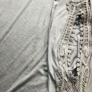 Cut out crochet grey silver top